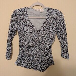 Worthington Women's Blue and Grey Blouse
